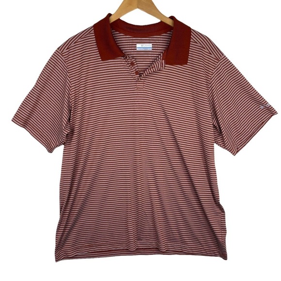 Columbia Dark Red Striped Short Sleeve Casual Performance Light Polo Size XL - Picture 1 of 5